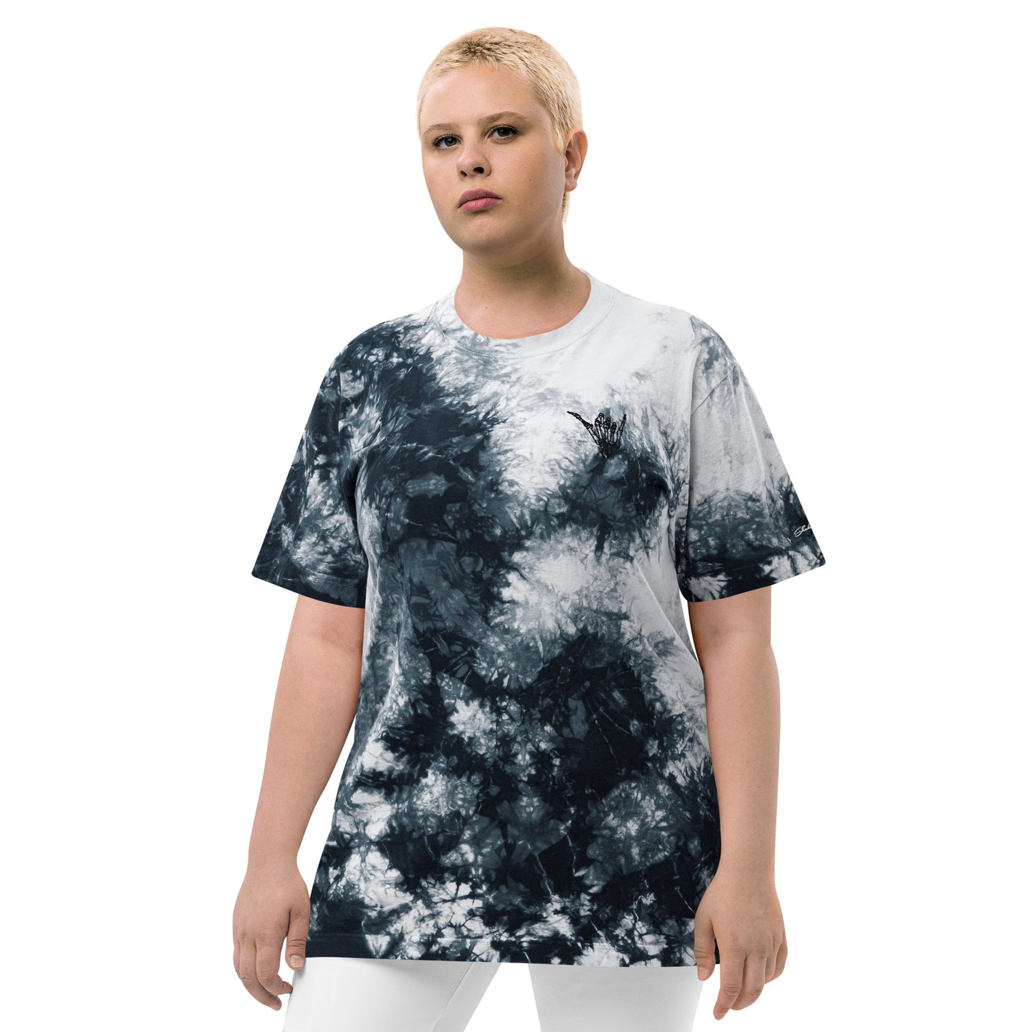 Embroidered Shaka Bones Tye Dye - Smog