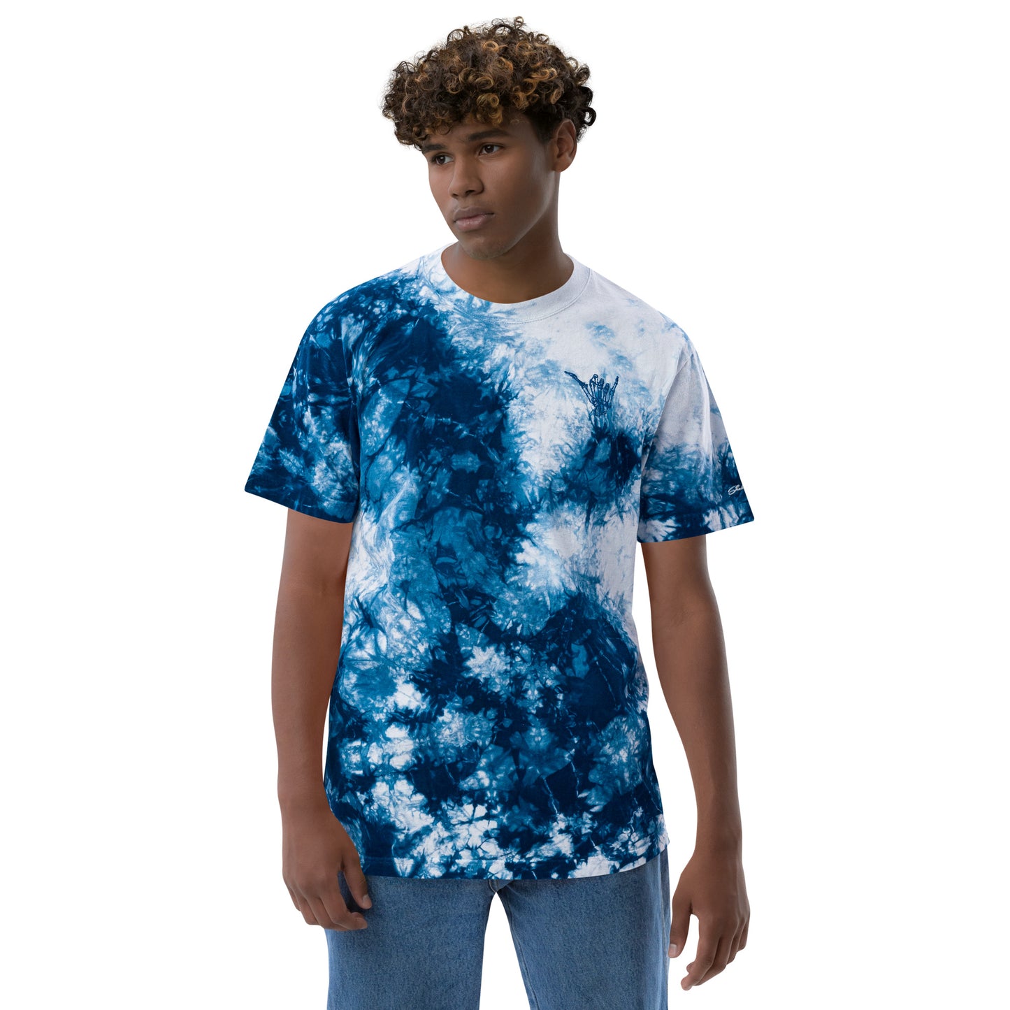 Embroidered Shaka Bones Tye Dye - Ice