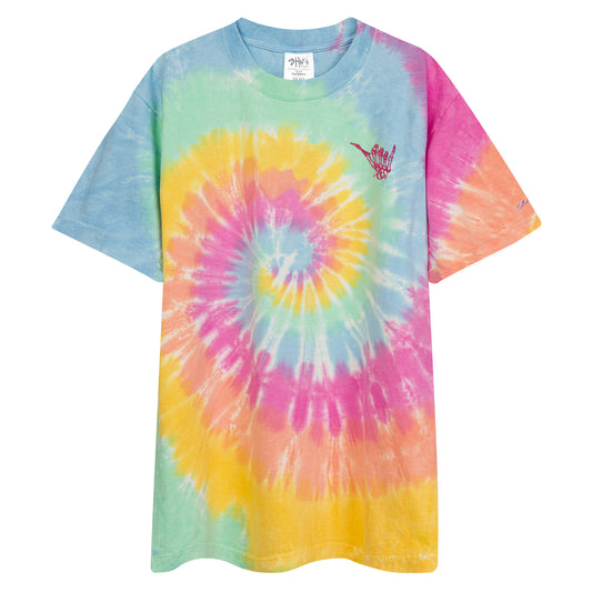 Embroidered Shaka Bones Tye Dye - Shave Ice Spiral