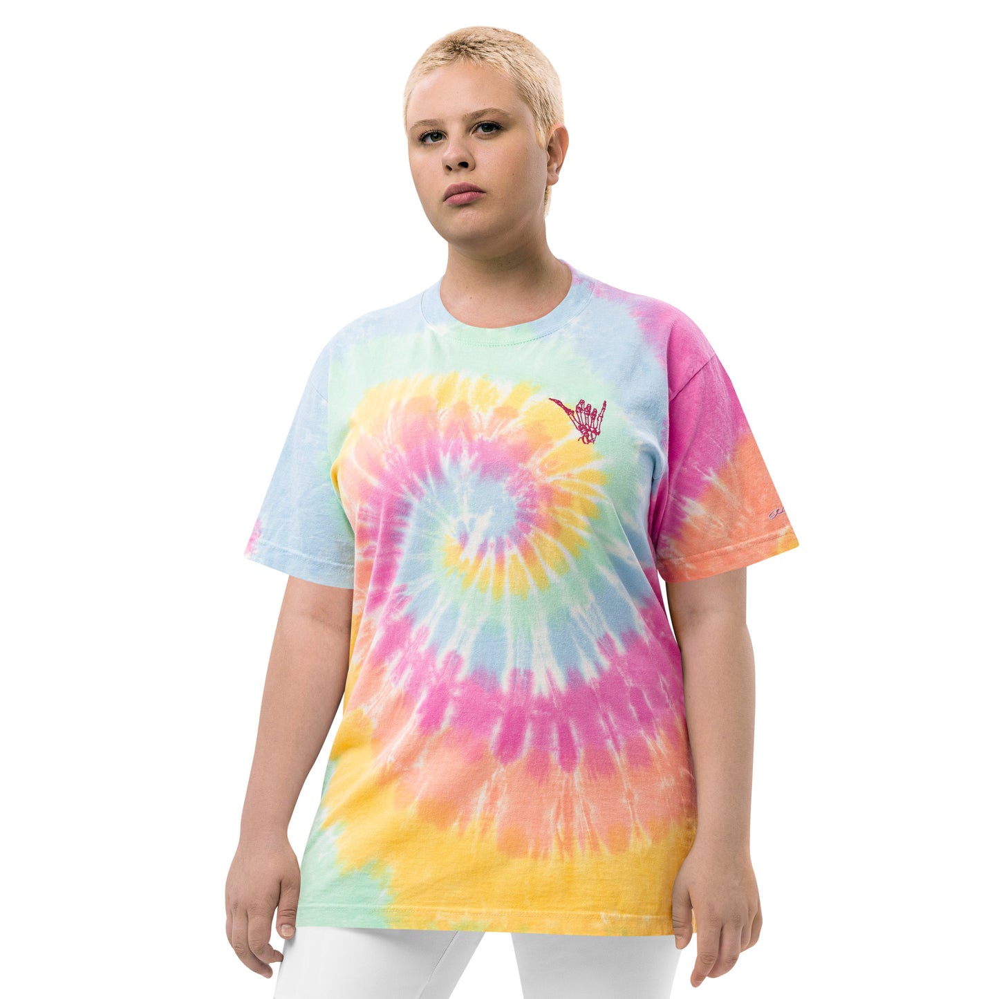 Embroidered Shaka Bones Tye Dye - Shave Ice Spiral