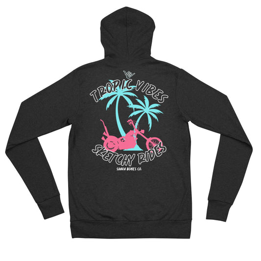 Tropic Vibes Sketchy Rides Unisex zip hoodie